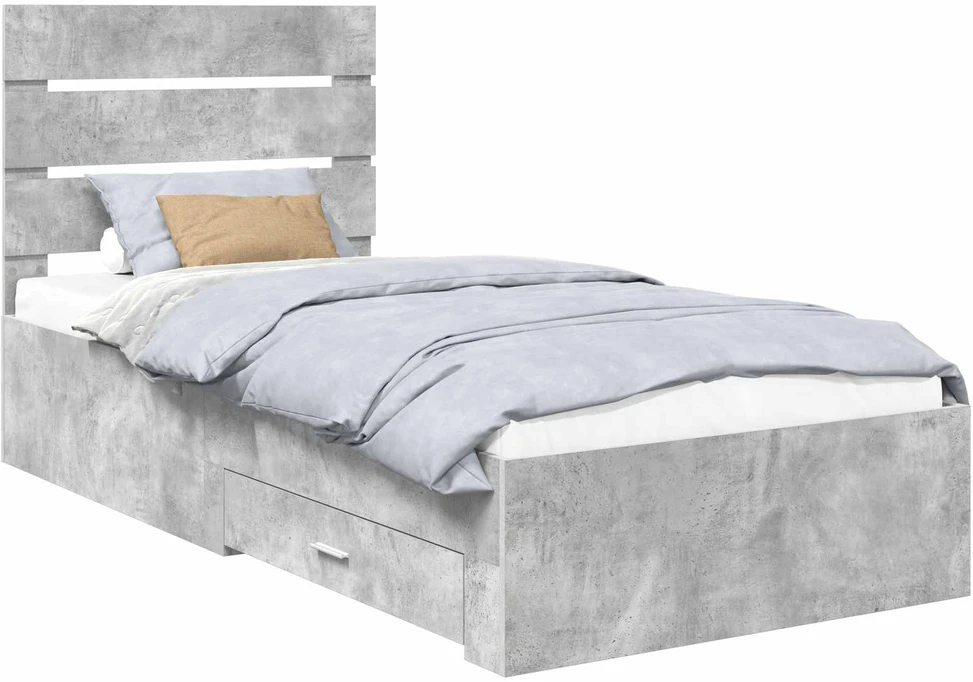 Lova Lovos rėmas Betono pilka 90 x 200 cm Apdirbta mediena