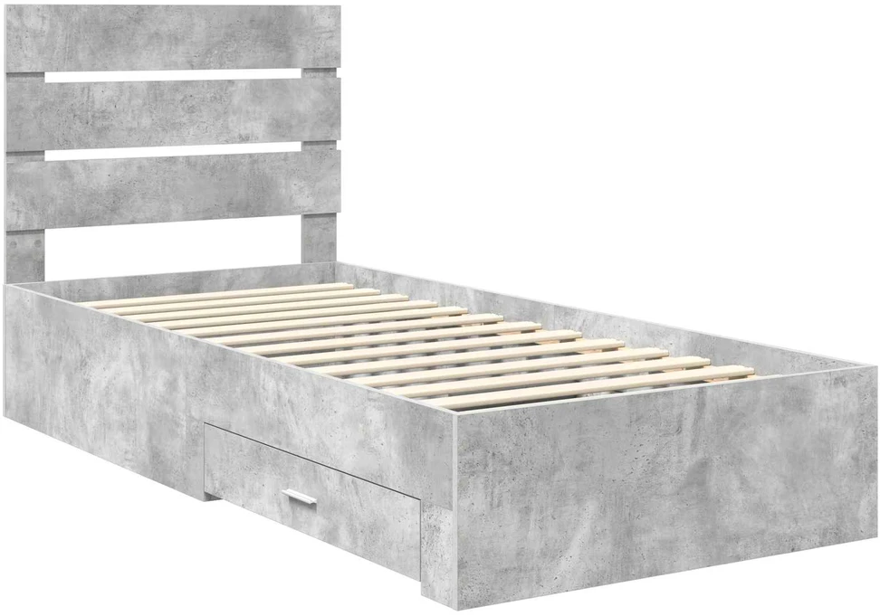 Lova Lovos rėmas Betono pilka 90 x 200 cm Apdirbta mediena
