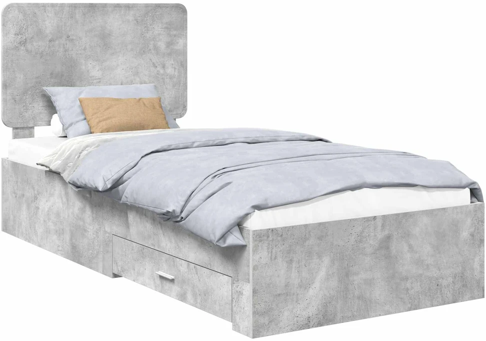 Lova Lovos rėmas Betono pilka 90 x 200 cm Apdirbta mediena