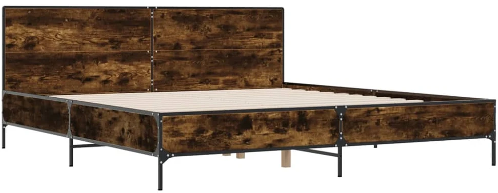 Lovos rėmas, dūminio ąžuolo, 200x200cm, mediena ir metalas