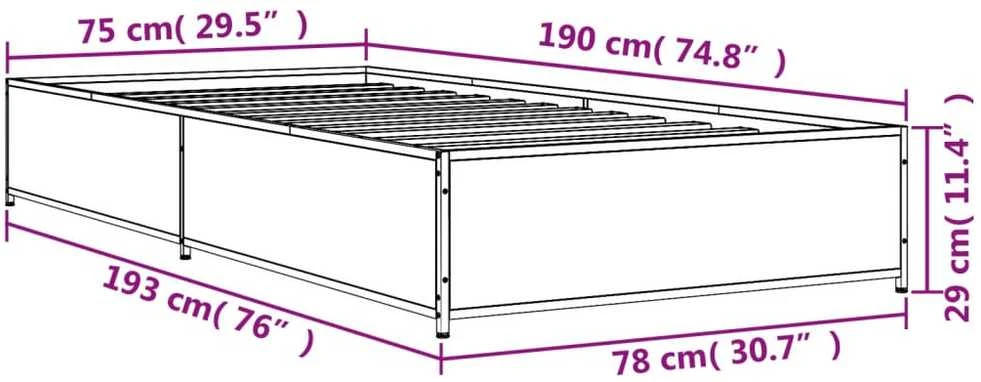 Lovos rėmas, dūminio ąžuolo, 75x190cm, apdirbta mediena/metalas