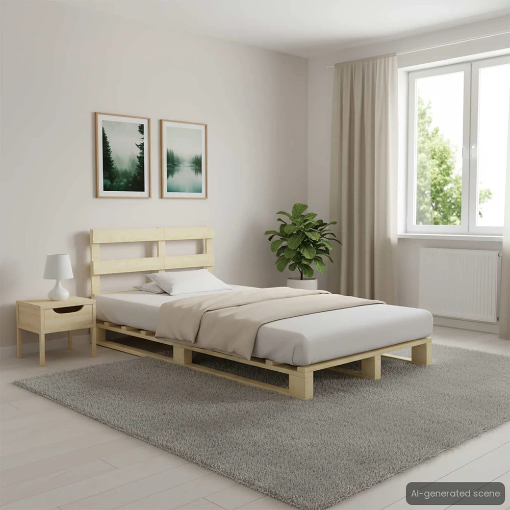 Lovos rėmas iš palečių, 120x200cm, pušies medienos masyvas