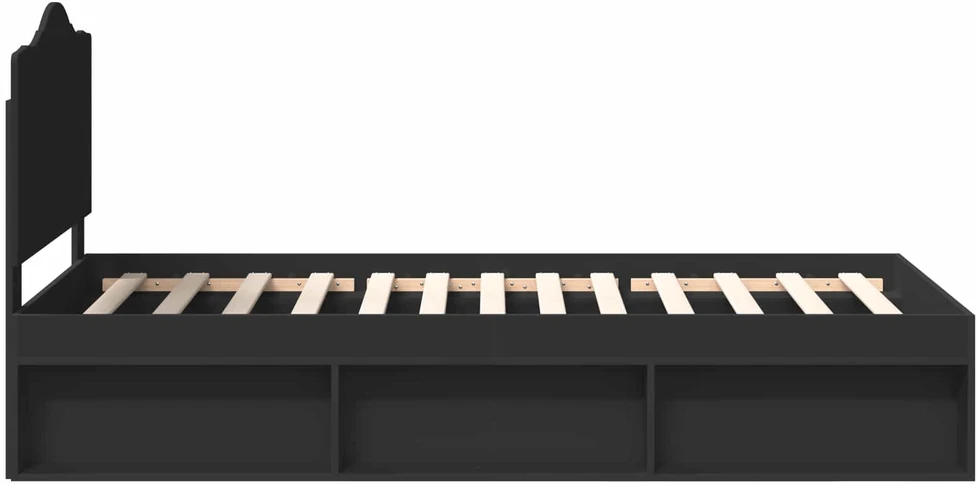 Lova Lovos rėmas Juoda 100 x 200 cm Kietos pušies mediena