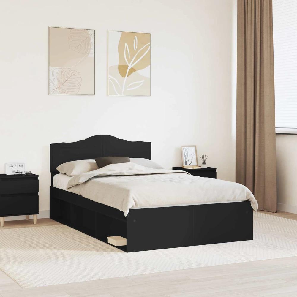 Lova Lovos rėmas Juoda 120 x 190 cm Kietos pušies mediena