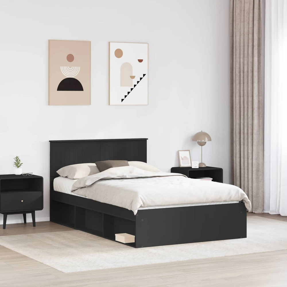 Lova Lovos rėmas Juoda 120 x 190 cm Kietos pušies mediena