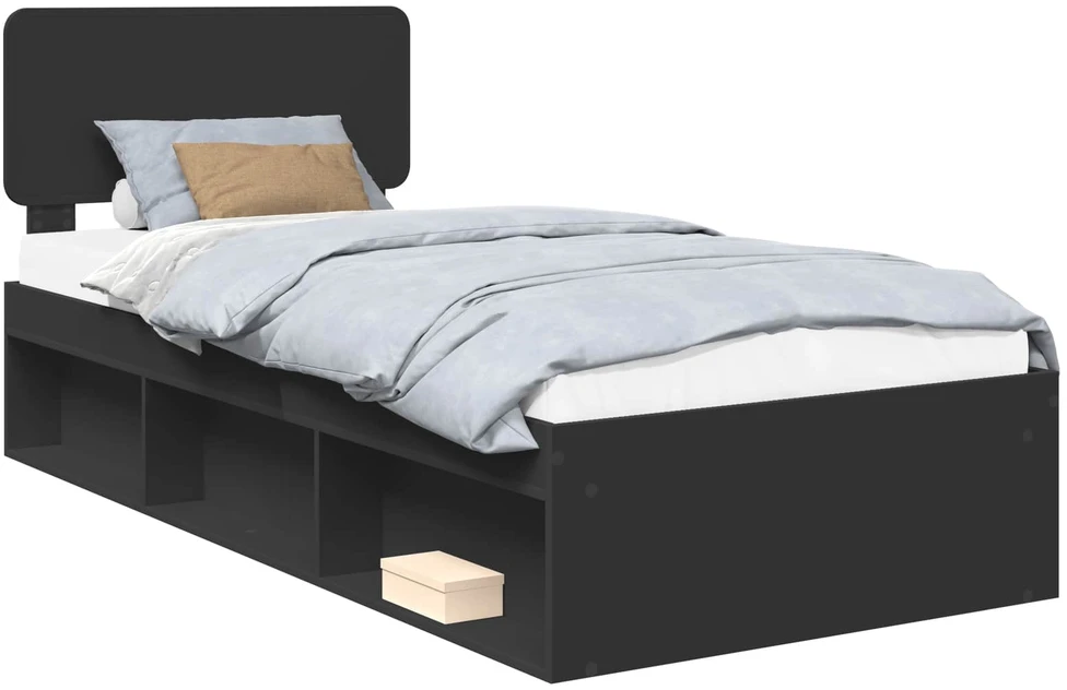 Lova Lovos rėmas Juoda 75 x 190 cm Kietos pušies mediena
