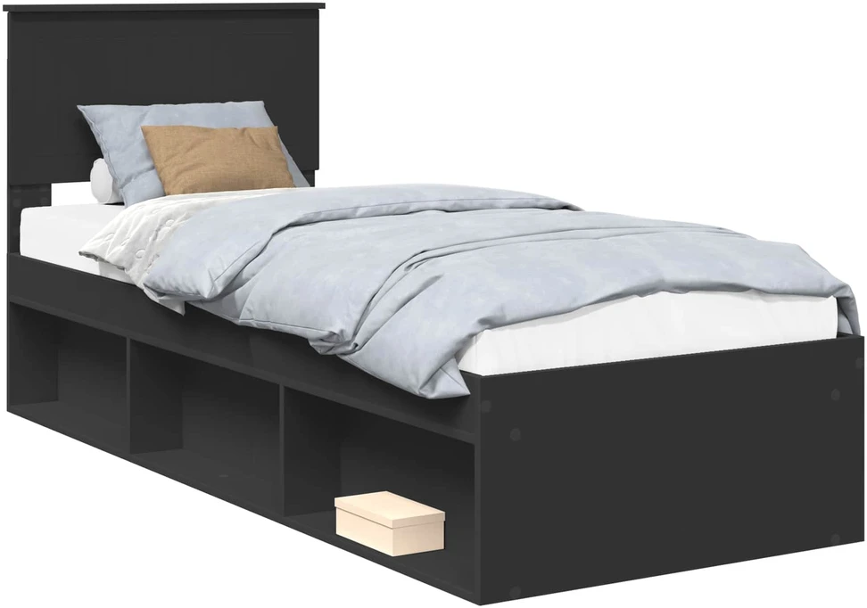 Lova Lovos rėmas Juoda 75 x 190 cm Kietos pušies mediena