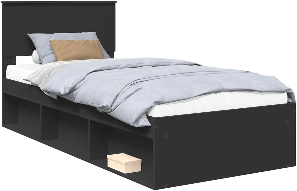 Lova Lovos rėmas Juoda 90 x 190 cm Kietos pušies mediena