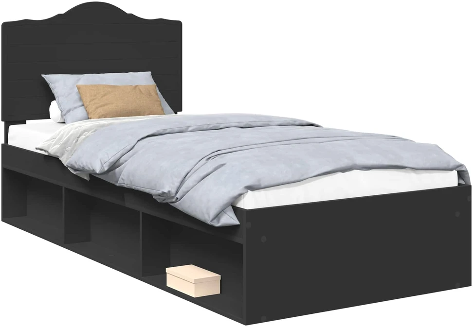 Lova Lovos rėmas Juoda 90 x 190 cm Kietos pušies mediena