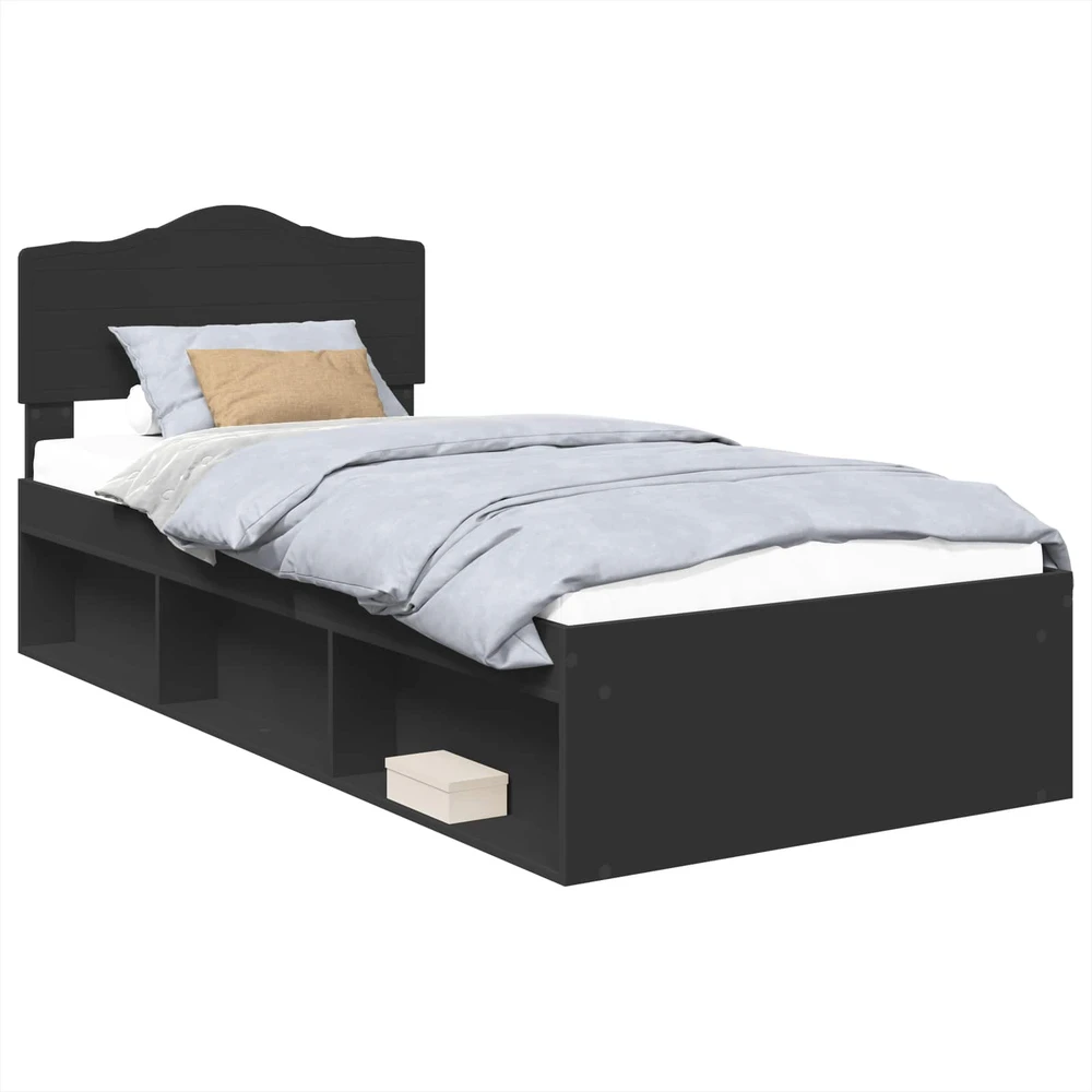 Lova Lovos rėmas Juoda 90 x 200 cm Kietos pušies mediena