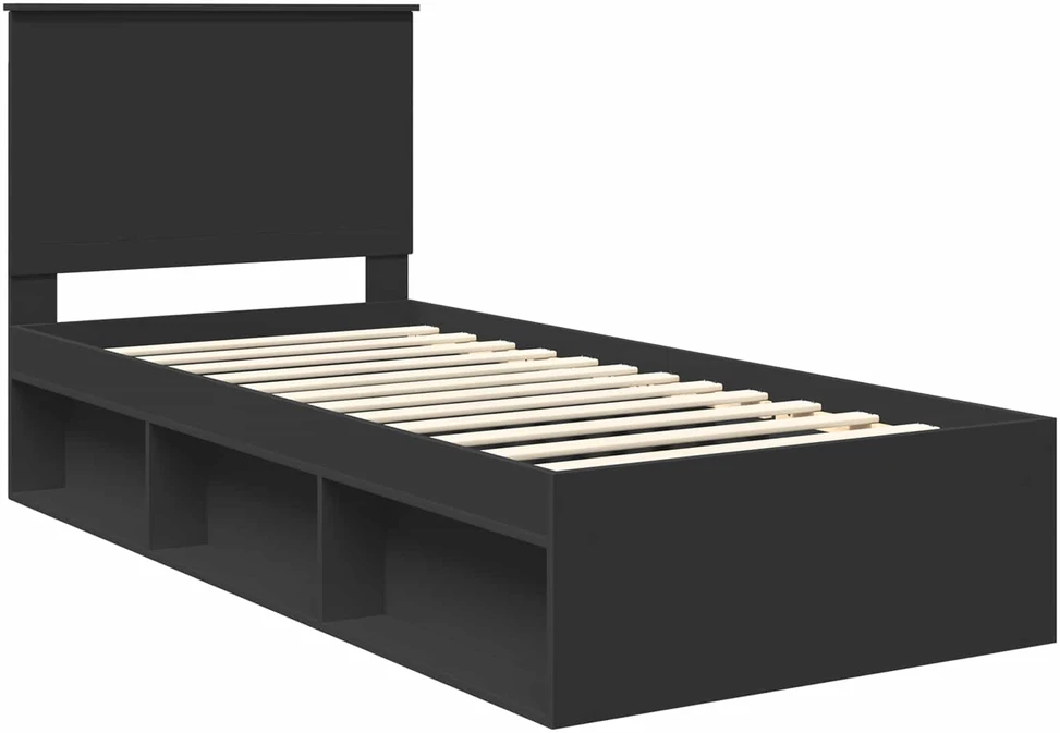 Lova Lovos rėmas Juoda 90 x 200 cm Kietos pušies mediena