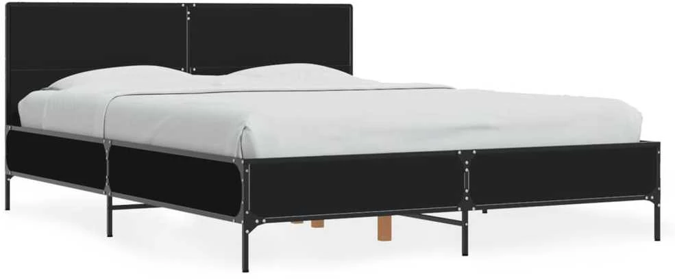 Lova Lovos rėmas, juodas, 135x190cm, apdirbta mediena ir metalas