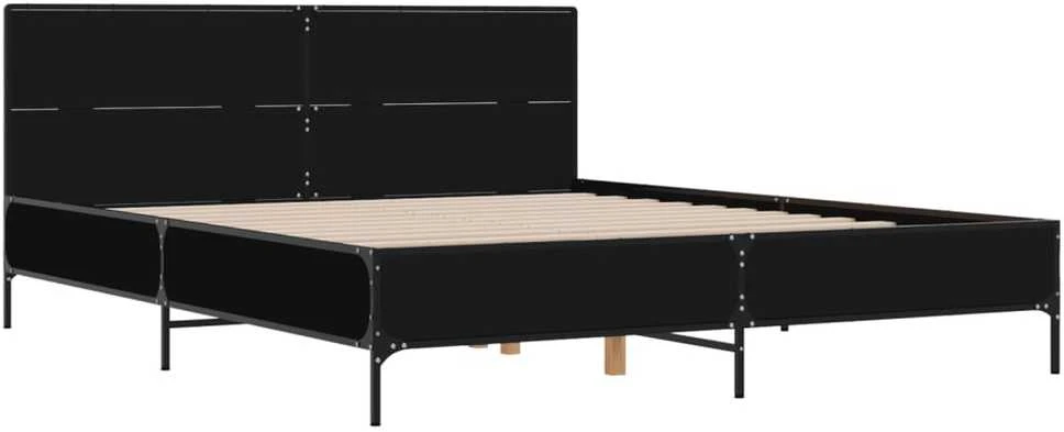 Lova Lovos rėmas, juodas, 135x190cm, apdirbta mediena ir metalas