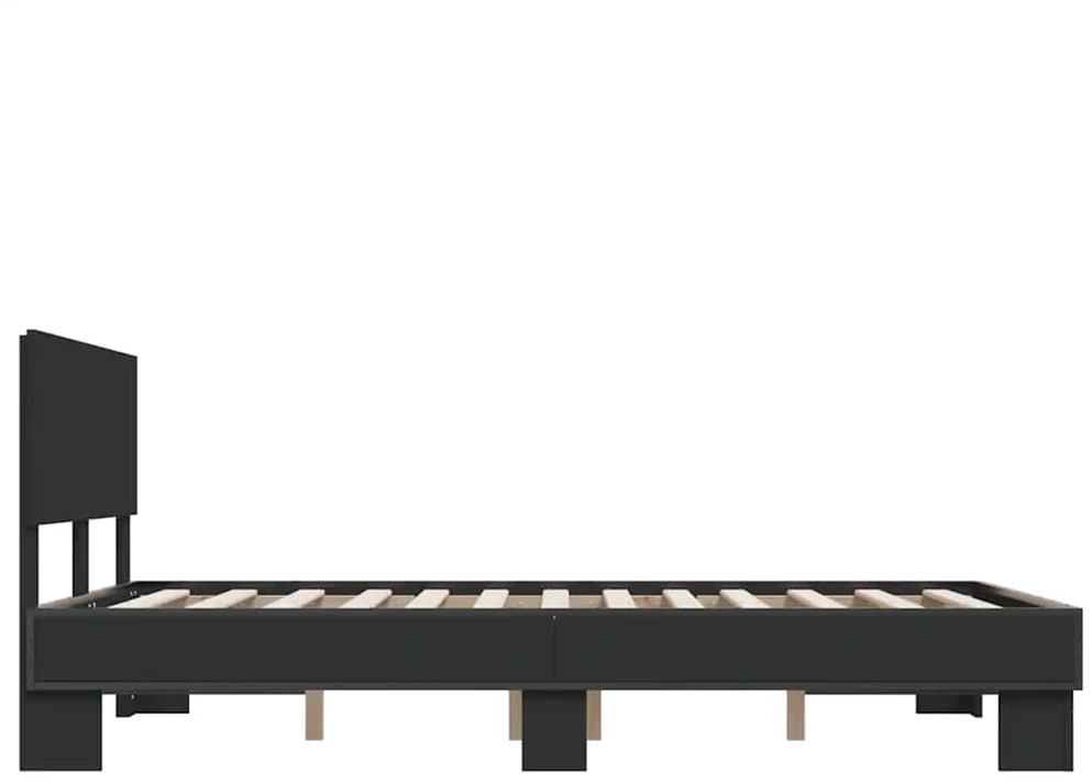 Lovos rėmas, juodas, 140x190cm, apdirbta mediena ir metalas