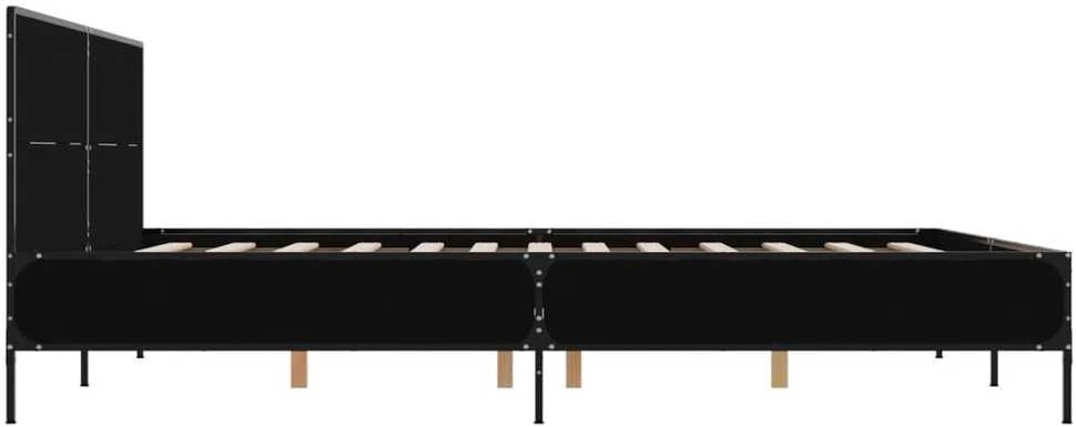 Lovos rėmas, juodas, 140x200cm, apdirbta mediena ir metalas