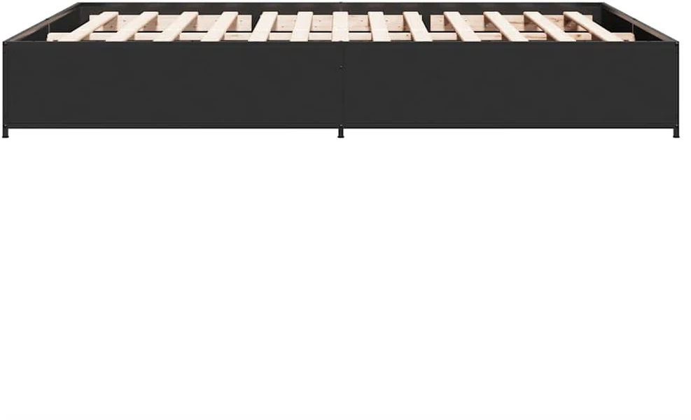 Lovos rėmas, juodas, 140x200cm, apdirbta mediena ir metalas