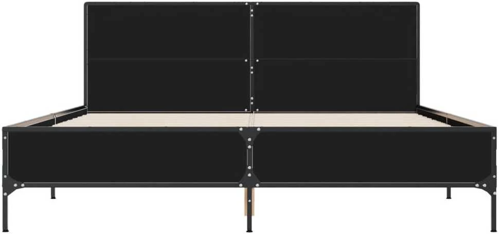 Lovos rėmas, juodas, 160x200cm, apdirbta mediena ir metalas
