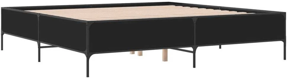 Lovos rėmas, juodas, 180x200cm, apdirbta mediena ir metalas