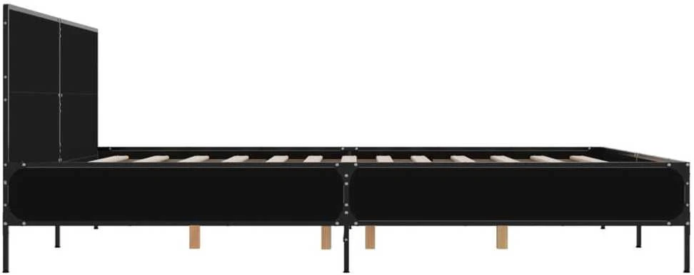 Lovos rėmas, juodas, 180x200cm, apdirbta mediena ir metalas