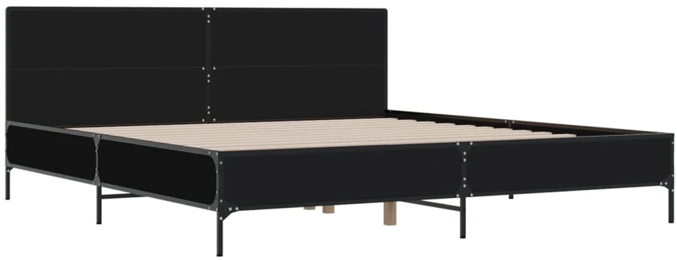 Lovos rėmas, juodas, 180x200cm, apdirbta mediena ir metalas