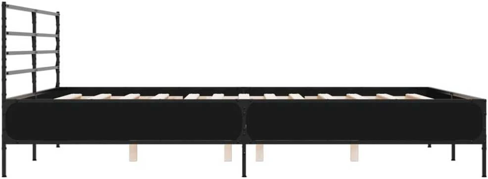 Lovos rėmas, juodas, 180x200cm, apdirbta mediena ir metalas