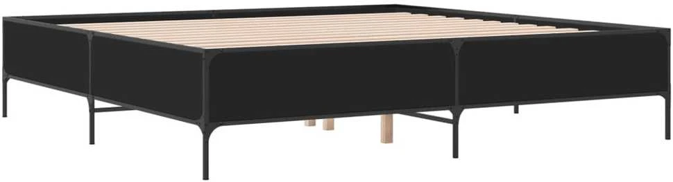 Lovos rėmas, juodas, 200x200cm, apdirbta mediena ir metalas