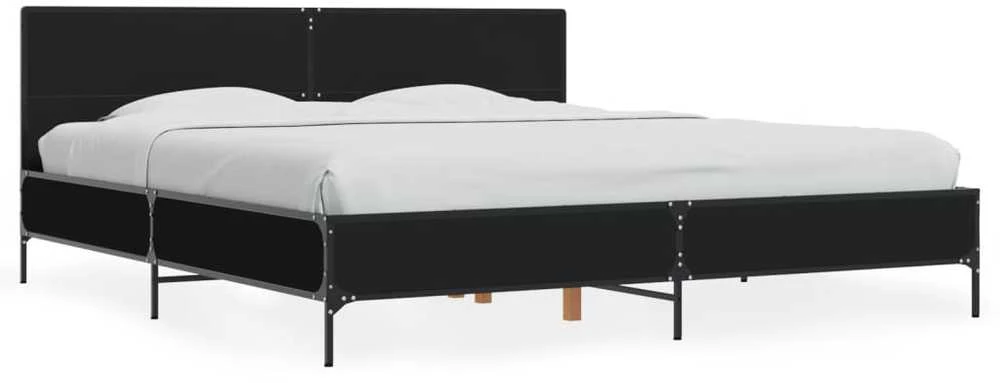 Lovos rėmas, juodas, 200x200cm, apdirbta mediena ir metalas