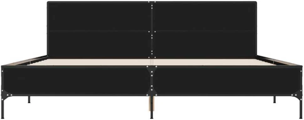 Lovos rėmas, juodas, 200x200cm, apdirbta mediena ir metalas