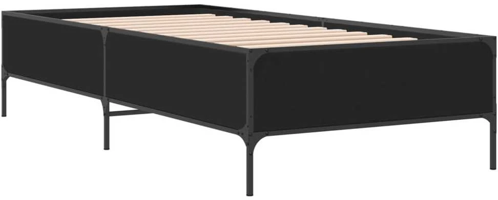 Lovos rėmas, juodas, 75x190cm, apdirbta mediena ir metalas