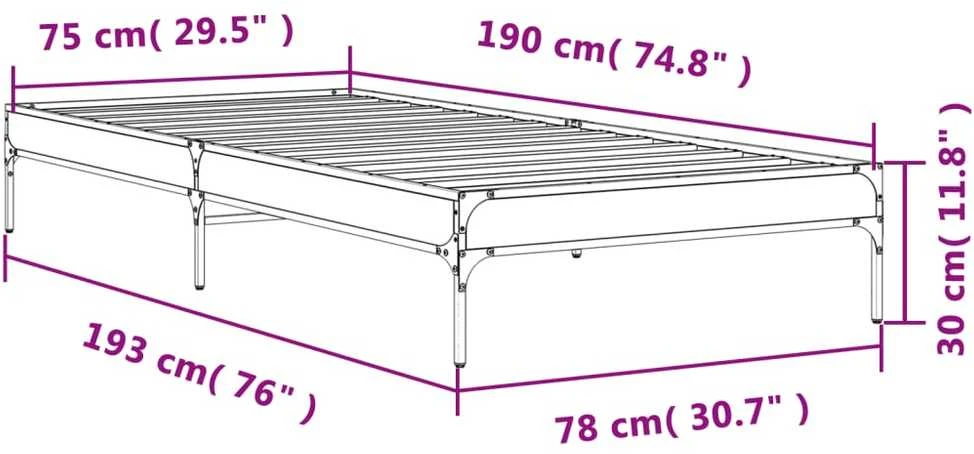 Lovos rėmas, juodas, 75x190cm, apdirbta mediena ir metalas