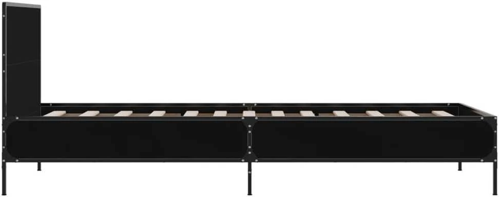 Lovos rėmas, juodas, 75x190cm, apdirbta mediena ir metalas