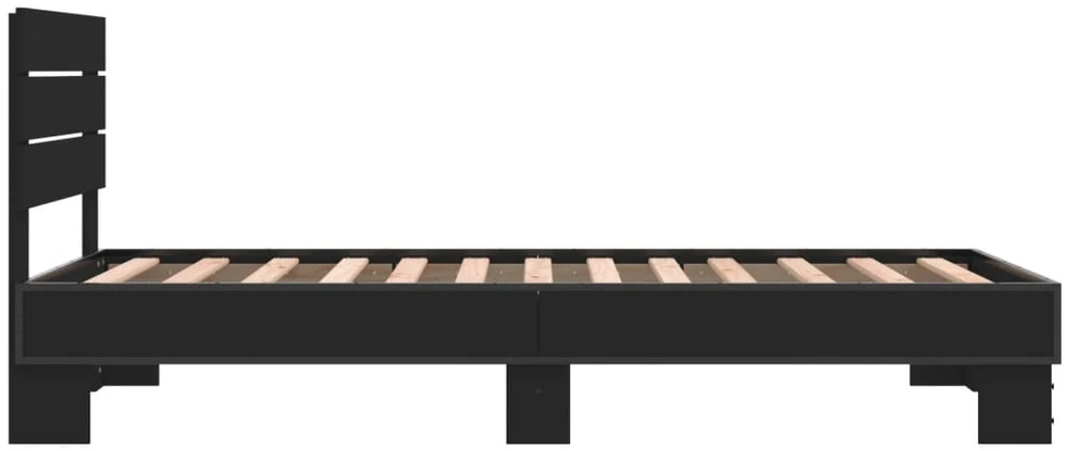 Lovos rėmas, juodas, 75x190cm, apdirbta mediena ir metalas