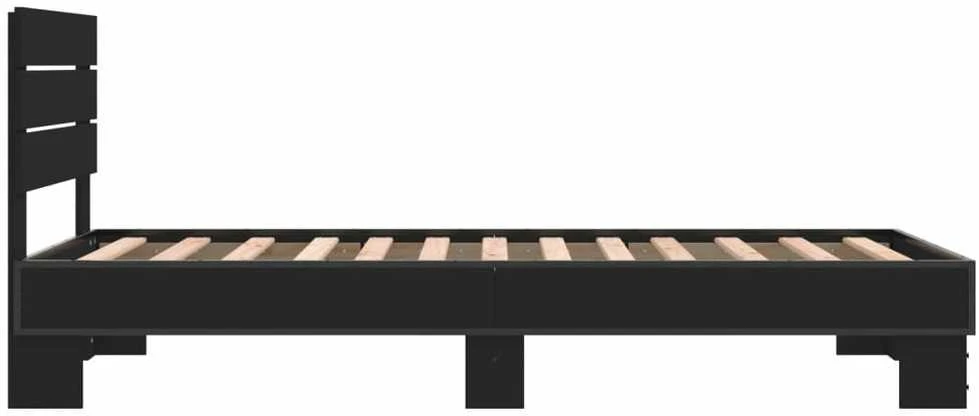 Lovos rėmas, juodas, 75x190cm, apdirbta mediena ir metalas