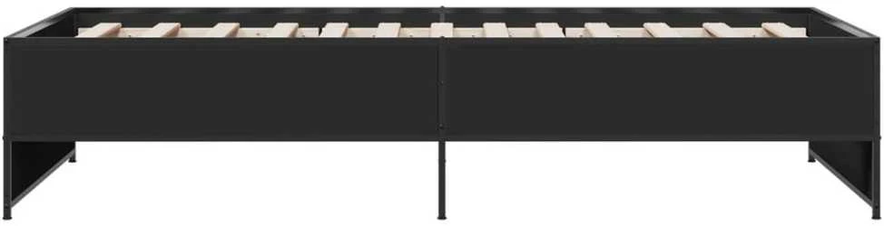 Lovos rėmas, juodas, 75x190cm, apdirbta mediena ir metalas
