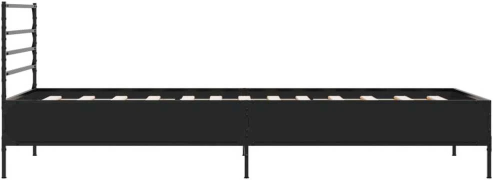 Lovos rėmas, juodas, 75x190cm, apdirbta mediena ir metalas