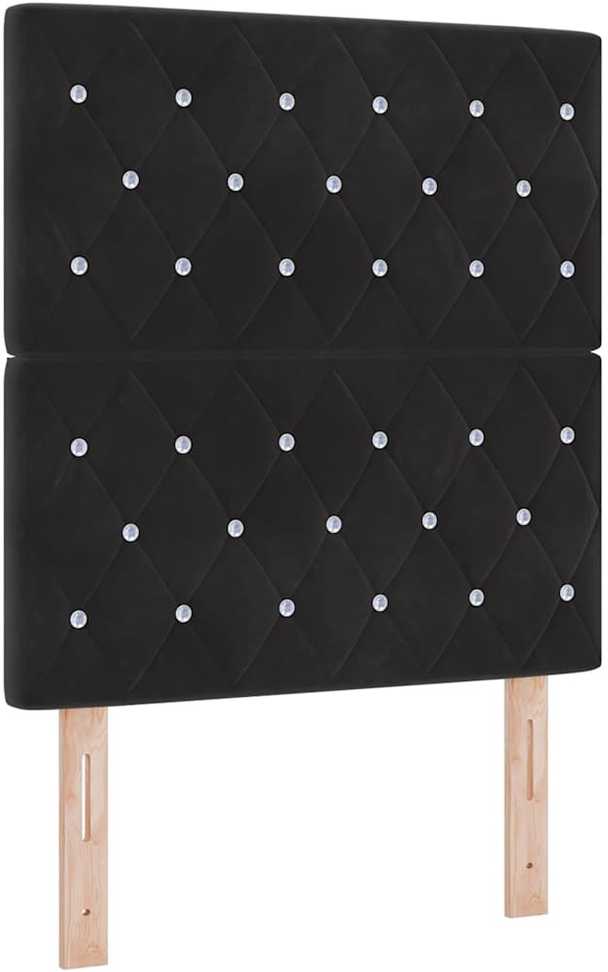 Kiemas lova su galvūgalio Juoda 80 x 200 cm Aksomas