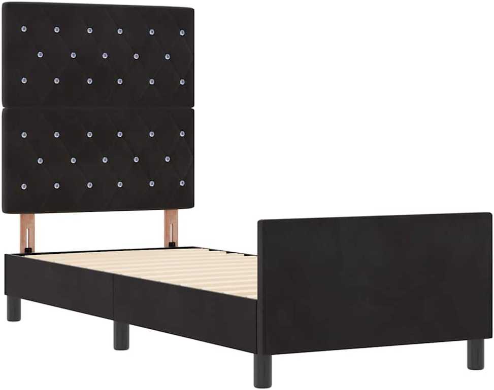 Kiemas lova su galvūgalio Juoda 80 x 200 cm Aksomas