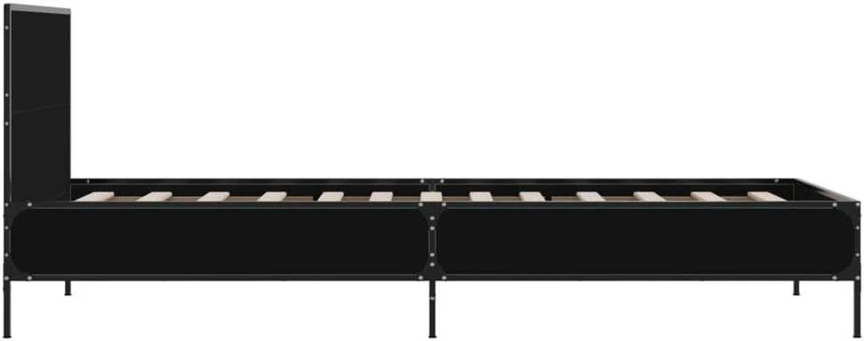 Lovos rėmas, juodas, 90x190cm, apdirbta mediena ir metalas
