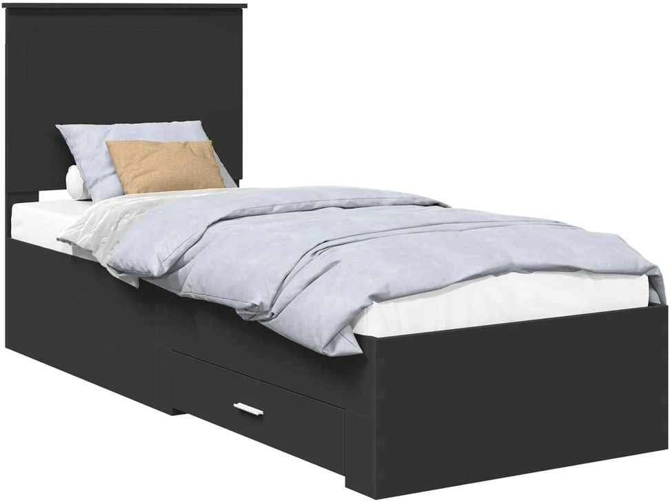 Lova Lovos rėmas Juodas ir sidabrinis 70 x 190 cm Apdirbta mediena