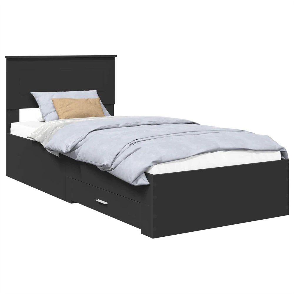 Lova Lovos rėmas Juodas ir sidabrinis 75 x 190 cm Apdirbta mediena