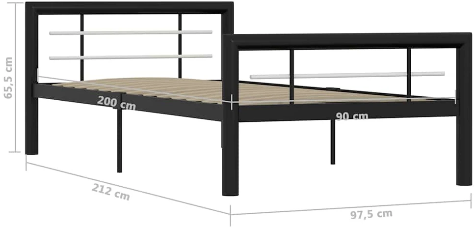 Lovos rėmas, juodos ir baltos spalvos, 100x200cm, metalas