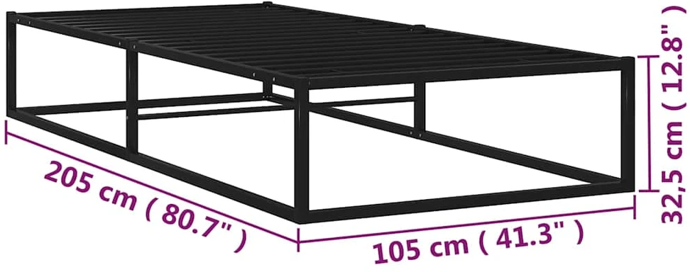 Lovos rėmas, juodos spalvos, 100x200cm, metalas