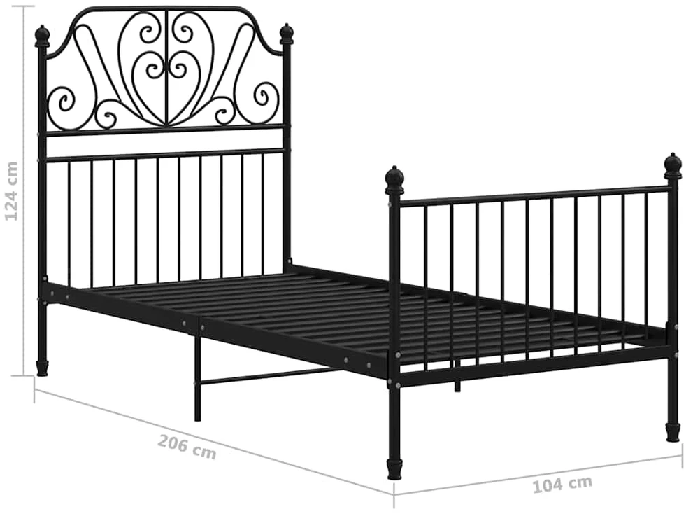 Lovos rėmas, juodos spalvos, 100x200cm, metalas