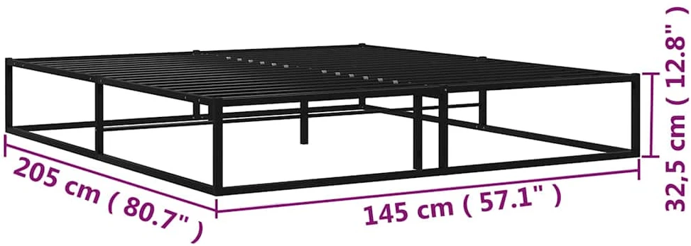 Lovos rėmas, juodos spalvos, 140x200cm, metalas