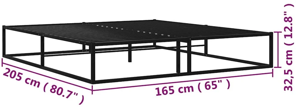 Lovos rėmas, juodos spalvos, 160x200cm, metalas