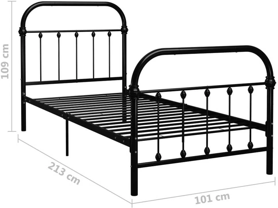 Lovos rėmas, juodos spalvos, 90x200cm, metalas