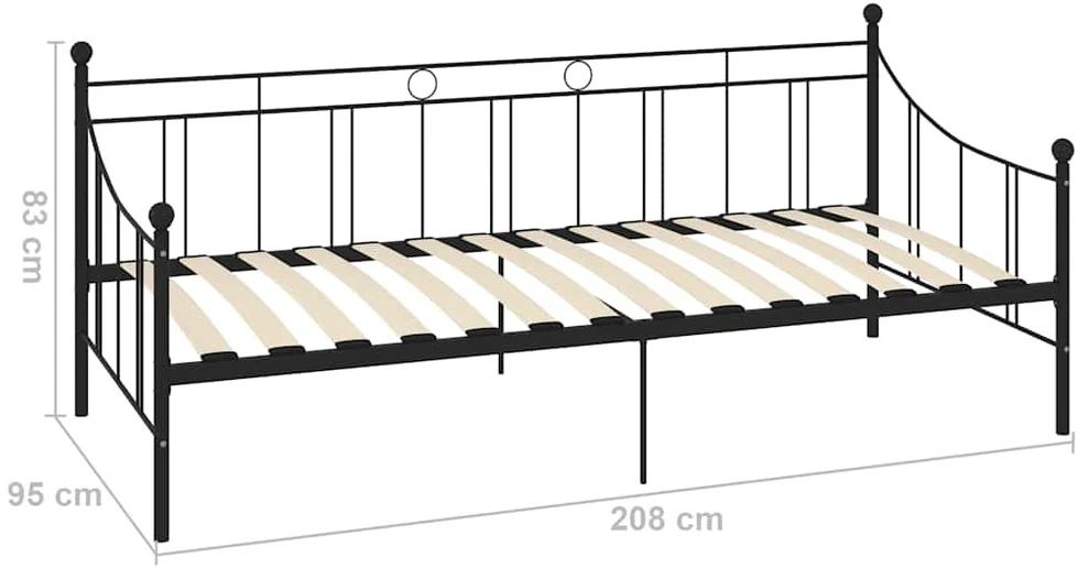 Lovos rėmas, juodos spalvos, 90x200cm, metalas