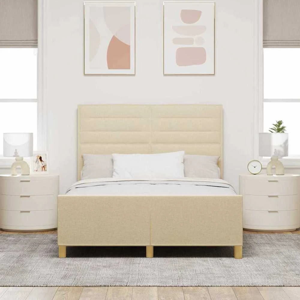 Lovos rėmas su galvūgalio Kreminė 140 x 200 cm audinys