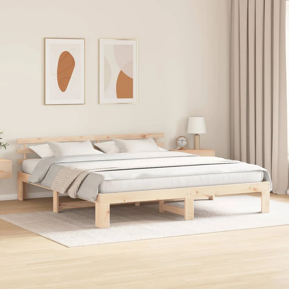 Lovos rėmas Natūrali 200 x 200 cm Kietos pušies mediena