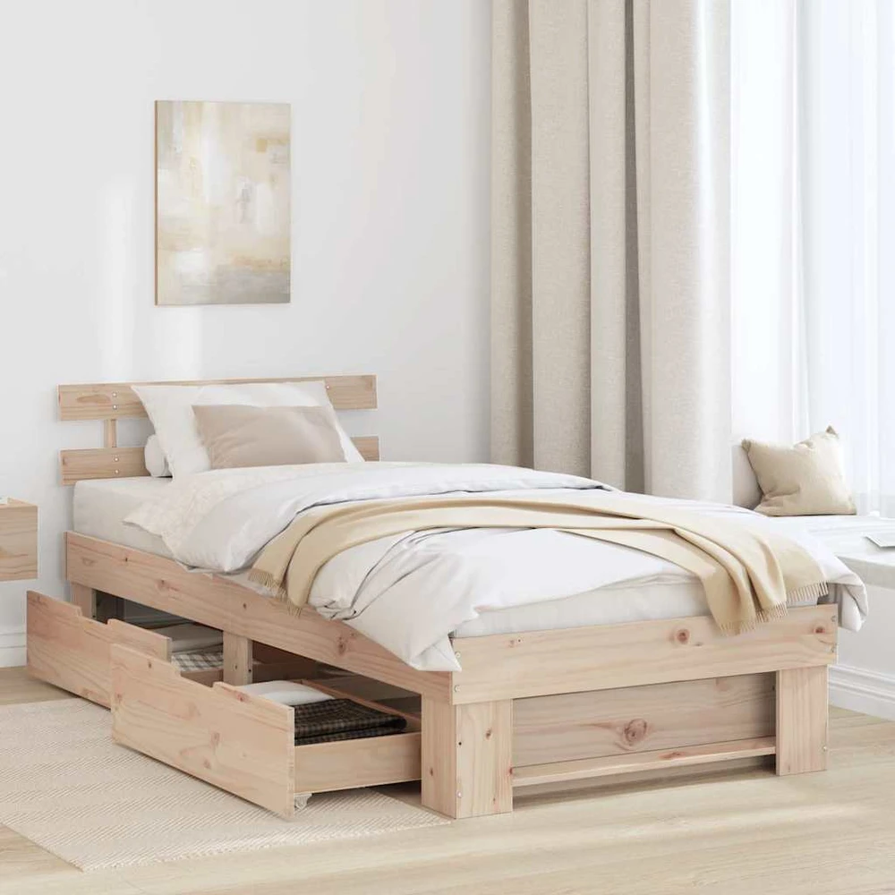 Lova Lovos rėmas Natūrali 90 x 190 cm Kietos pušies mediena